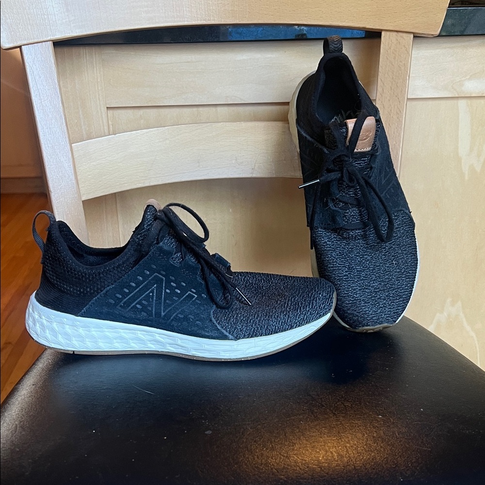 New Balance  Fresh Foam Black Sneakers with Tan Accents